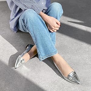 Amazon | [マミアン] 甲浅ポインテッドトゥ ローファー（124