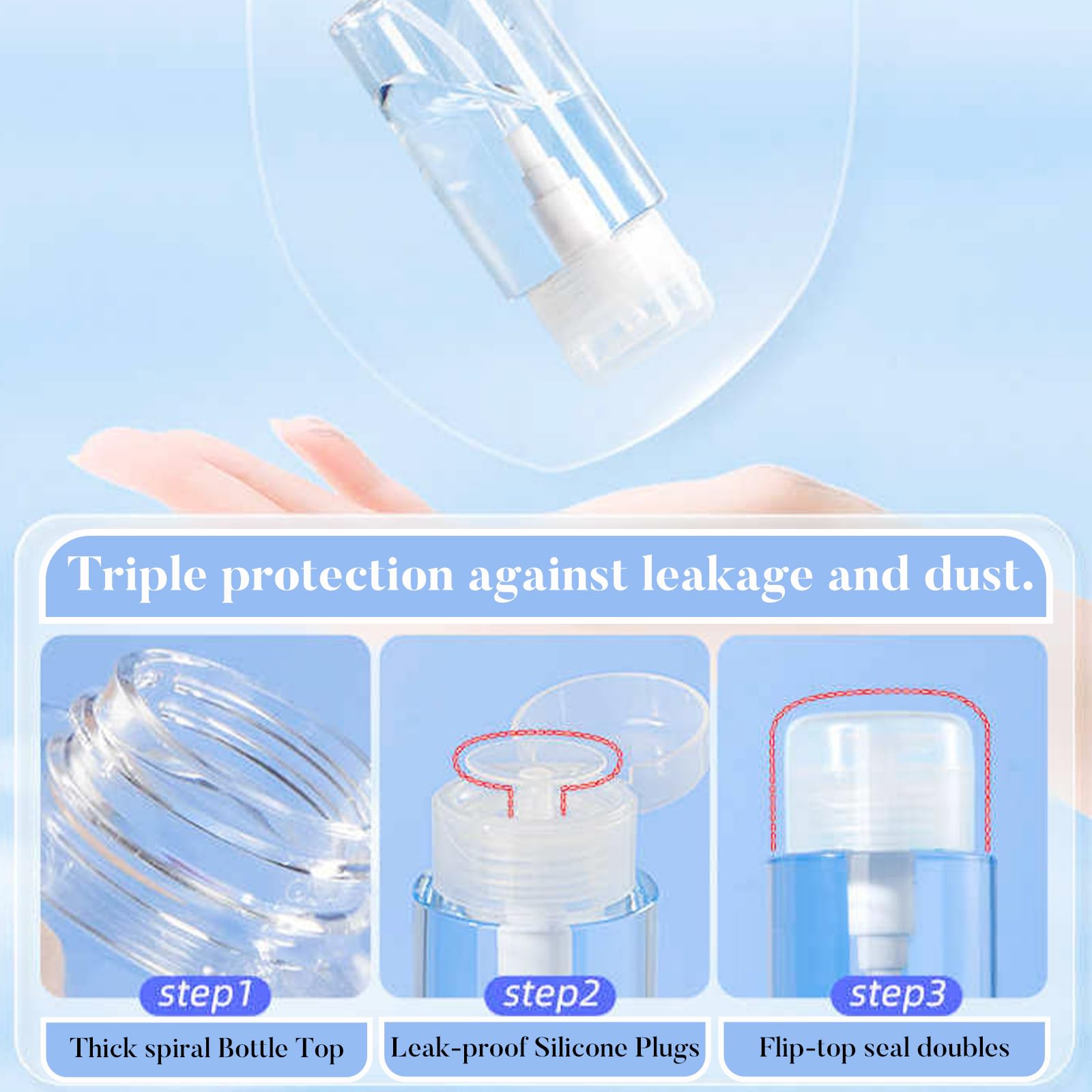 300 ml Dispenser a Pompa, Flacone per Struccante Portatile, 2 Pezzi Vuoto Smalto per Unghie Bottiglie con Erogatore, per Cosmetici e Smalti