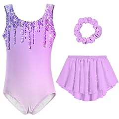 Idgreatim Girls Gymnastic Leotard Ballet Dance Dress Outfit with Removable Skirt Hair Scrunchie Combo 4-11 Years