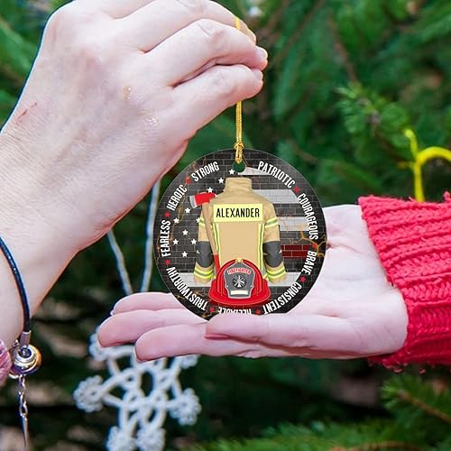 Miniatura 5 de Adorno de Navidad de bombero personalizado 2024, adorno de bombero regalo para decoración de árbol de Navidad, adorno de bombero con nombre