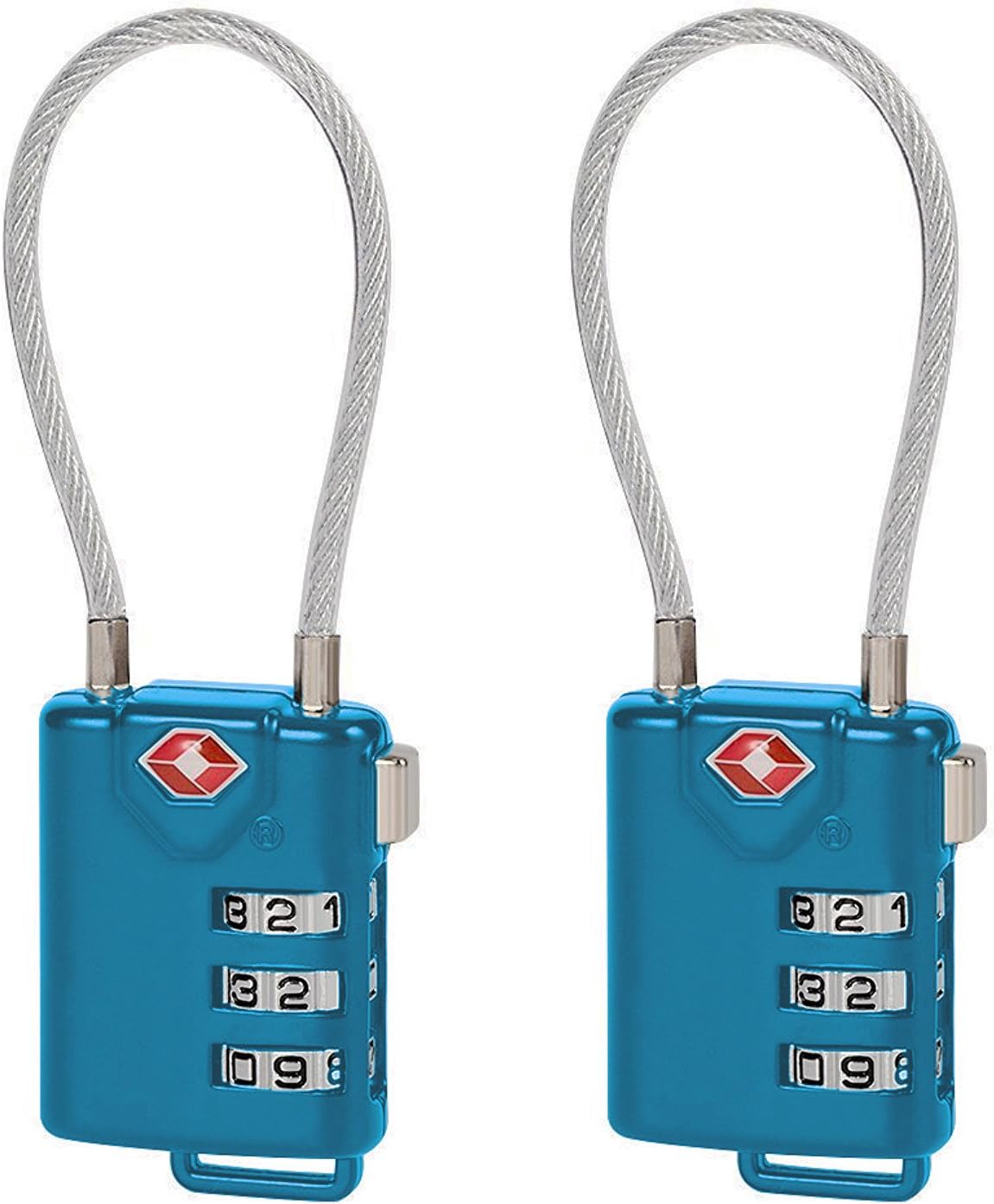 TSA Approved Travel Luggage Cable Lock, Re-settable Combination, Alloy Body, for Suitcase, Duffble Bag, Backpack, Gym Locker, Cabnet, Toolbox, Case (blue)