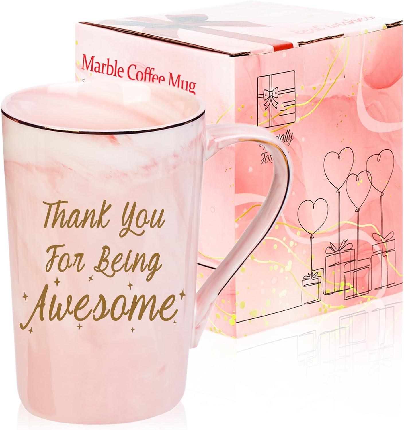 Thank You Gifts for Women, Thank You for Being Awesome Coffee Mug, Appreciation Gifts for Friends Coworkers Employees Teachers Nurse, 14 OZ Pink with Gift Box