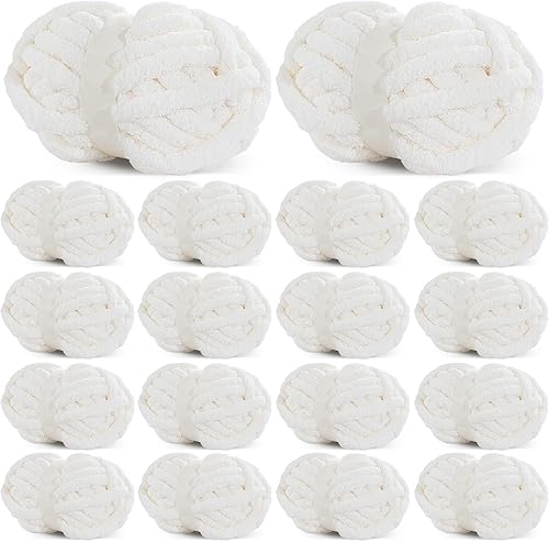 Vista 42 de HOMBYS Hilo de felpilla grueso y voluminoso para tejer a mano, hilo grueso y esponjoso para tejer a mano, hilo de felpa suave, paquete de 8