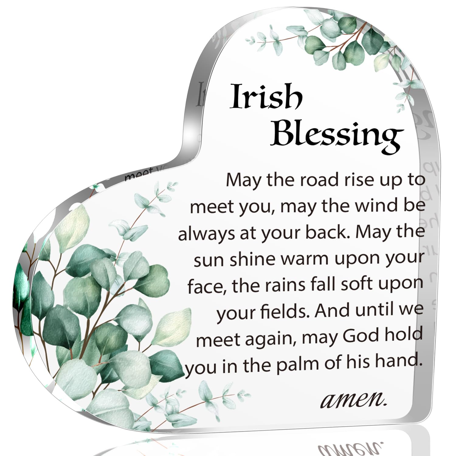 Irish Blessing Acrylic Sign Decorations St Patricks Day Gifts for Family Women Friends Lucky Shamrock Rustic Table Centerpiece