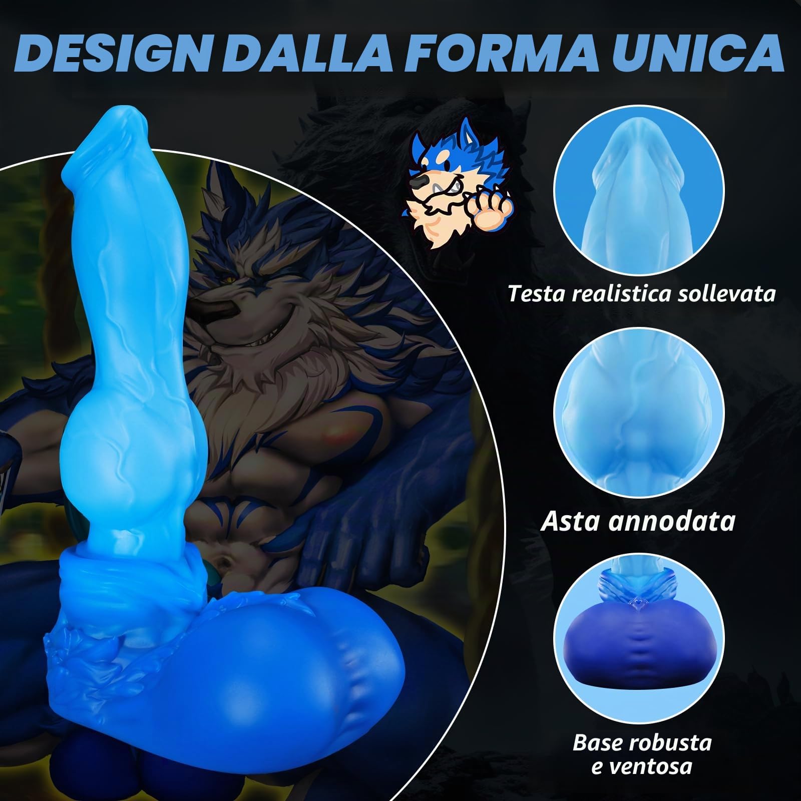 17 cm Nothosaur Graemen w/Tube Fantasy Animals Knot Dildo with Platinum Silicone Suction Cup, Animal Dildo con Tail, Furry Sex Toys, Plugs for Men and Women, M