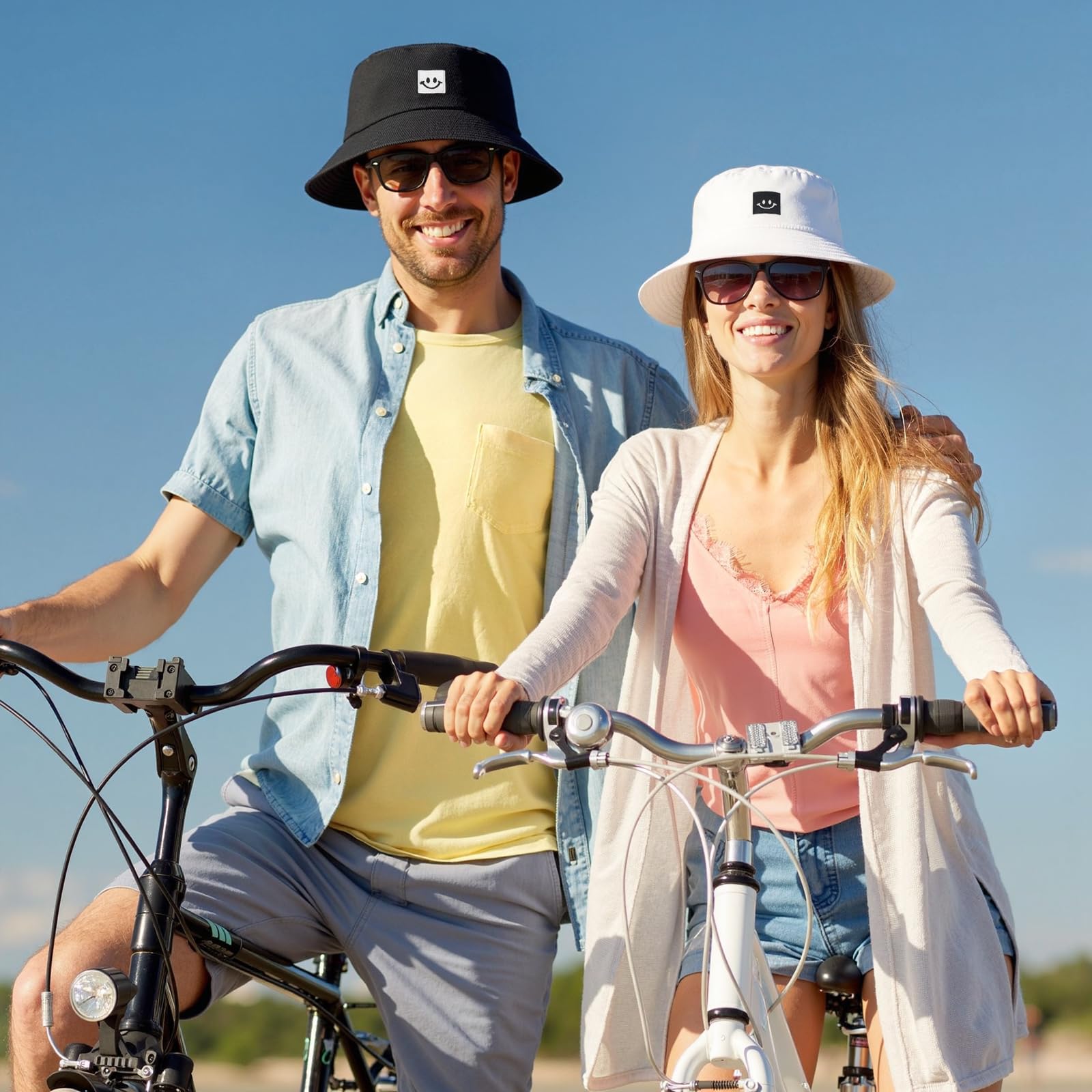2 Piezas Gorro Pescador Hombre Mujer, Bucket Hat Algodón Plegable Sombrero de Cubo Verano Sombrero de Pesca Sombrero de Sol de Playa para Excursionismo Cámping Viaje Senderismo (Negro, Blanco)