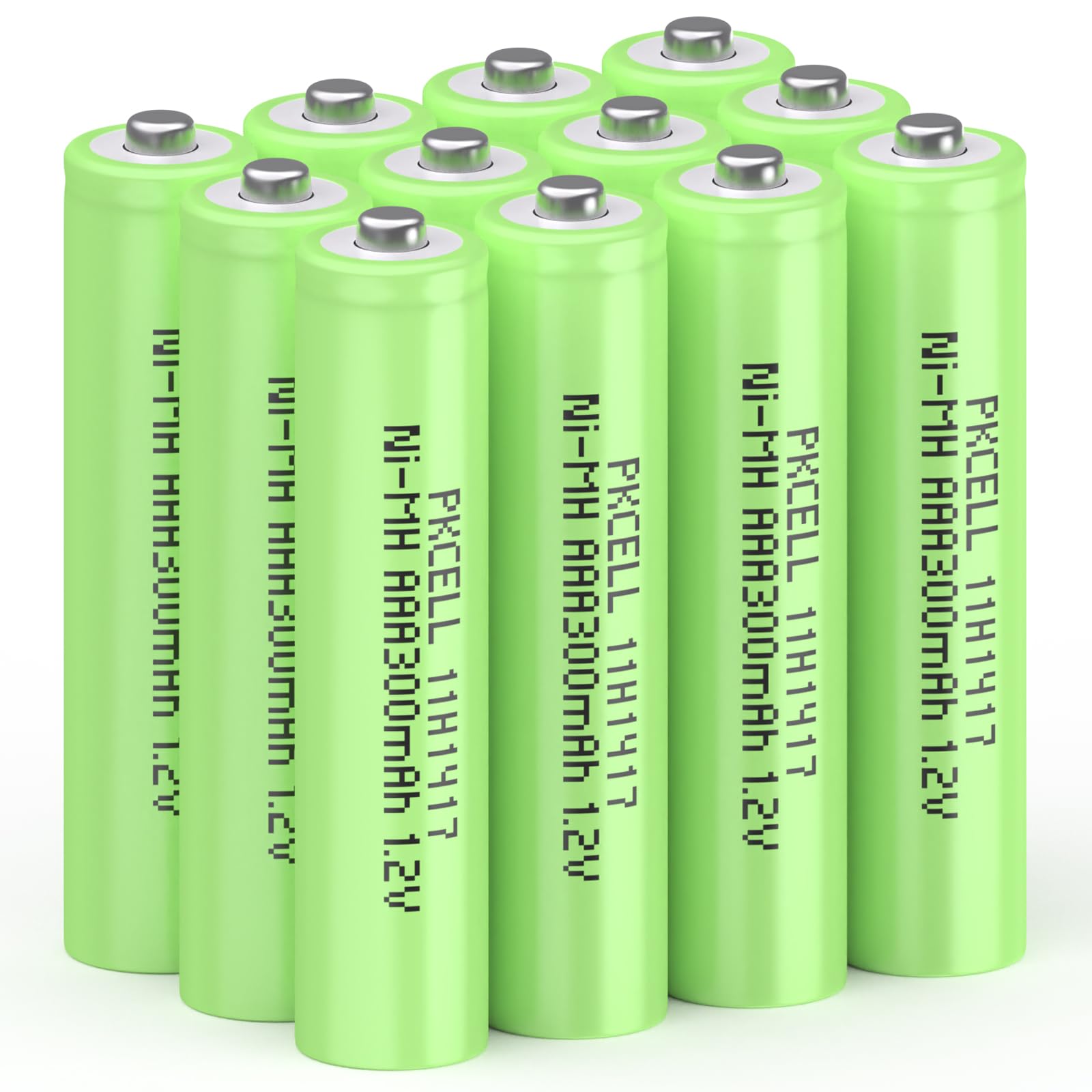 PKCELL 12 Pack Rechargeable AAA Batteries, 1.2V 300mAh NiMH High-Performance Triple A Batteries, Long-Lasting and Pre-Charged Battery for Garden Solar Light Lamp, Flashlights, Toys, TV Remotes