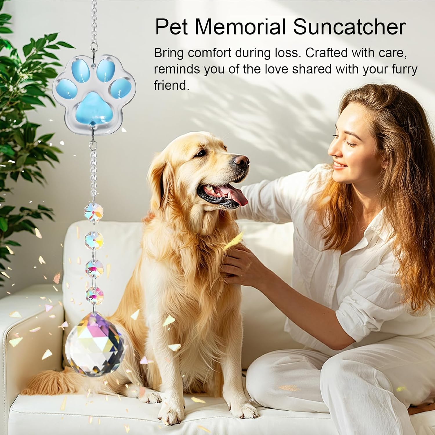 Dog Memorial Gifts for Loss of Dog, Pet Loss Sympathy Gift, Pet Memorial Suncatcher for Car/Window Hanging Ornament Pet Memorial Gifts for Dogs/Cats - Image 2