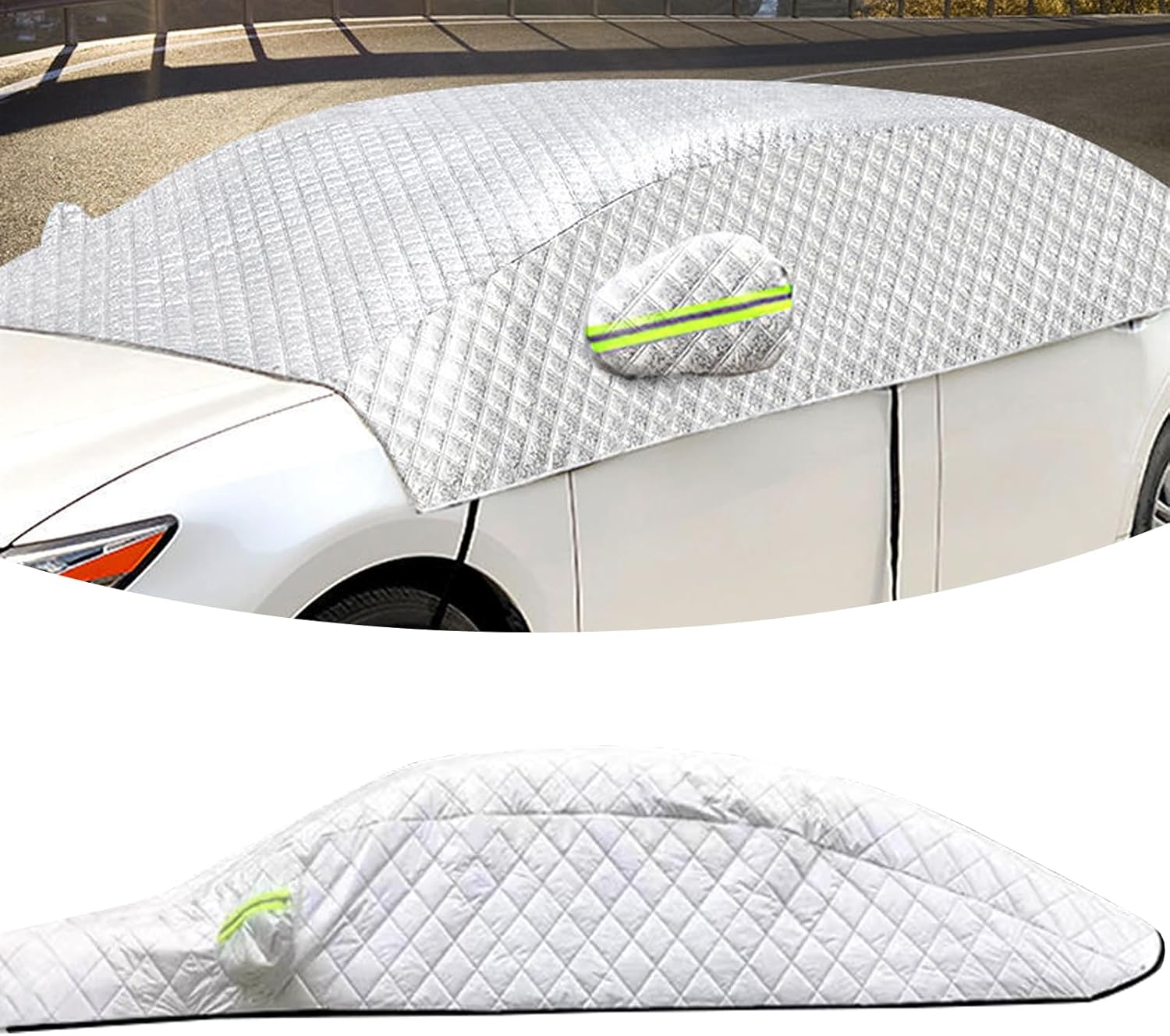 ZBGUN 1 PC Car Half Car Cover Sunshade, Front Rear Windshield + Window AllSeason