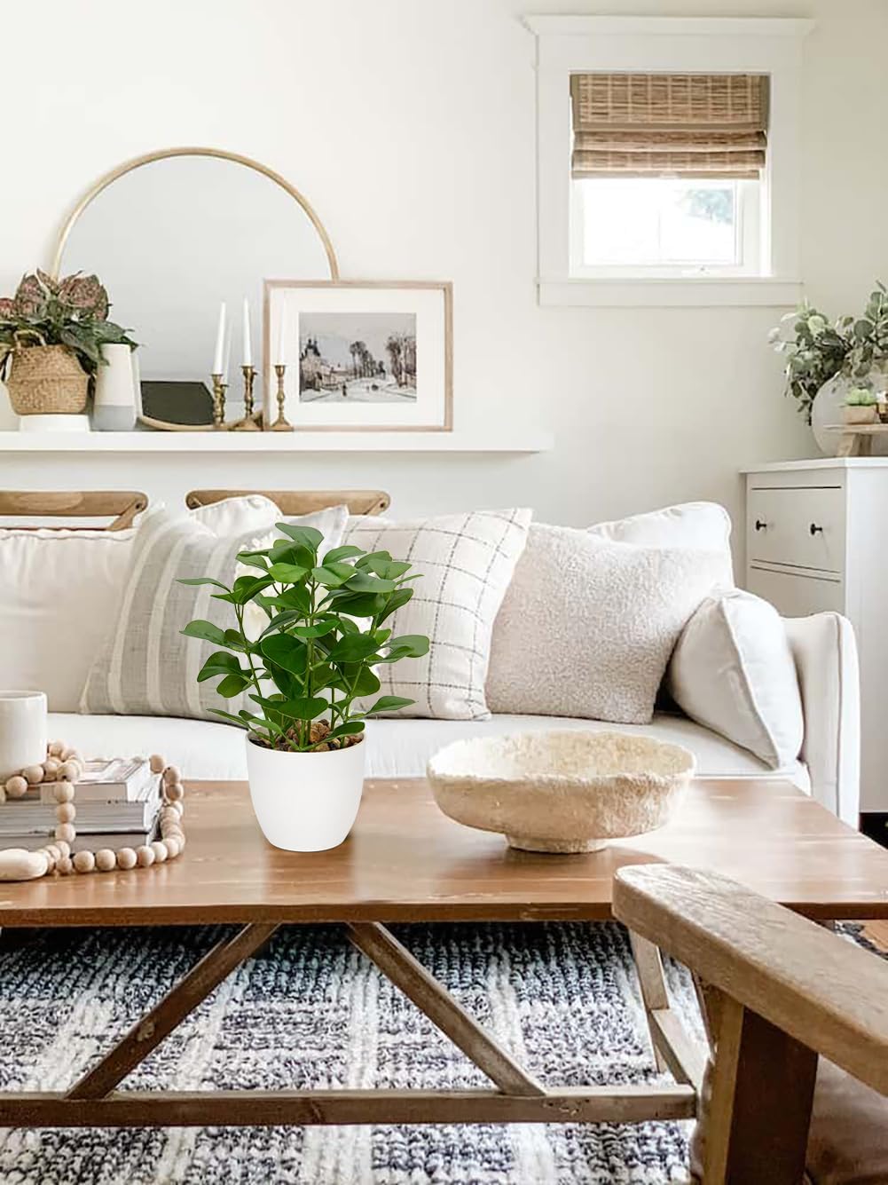 Briful Fake Plants Artificial Greenery Potted Faux Lifelike Plant for Farmhouse Home Garden Party Decoration - Image 3