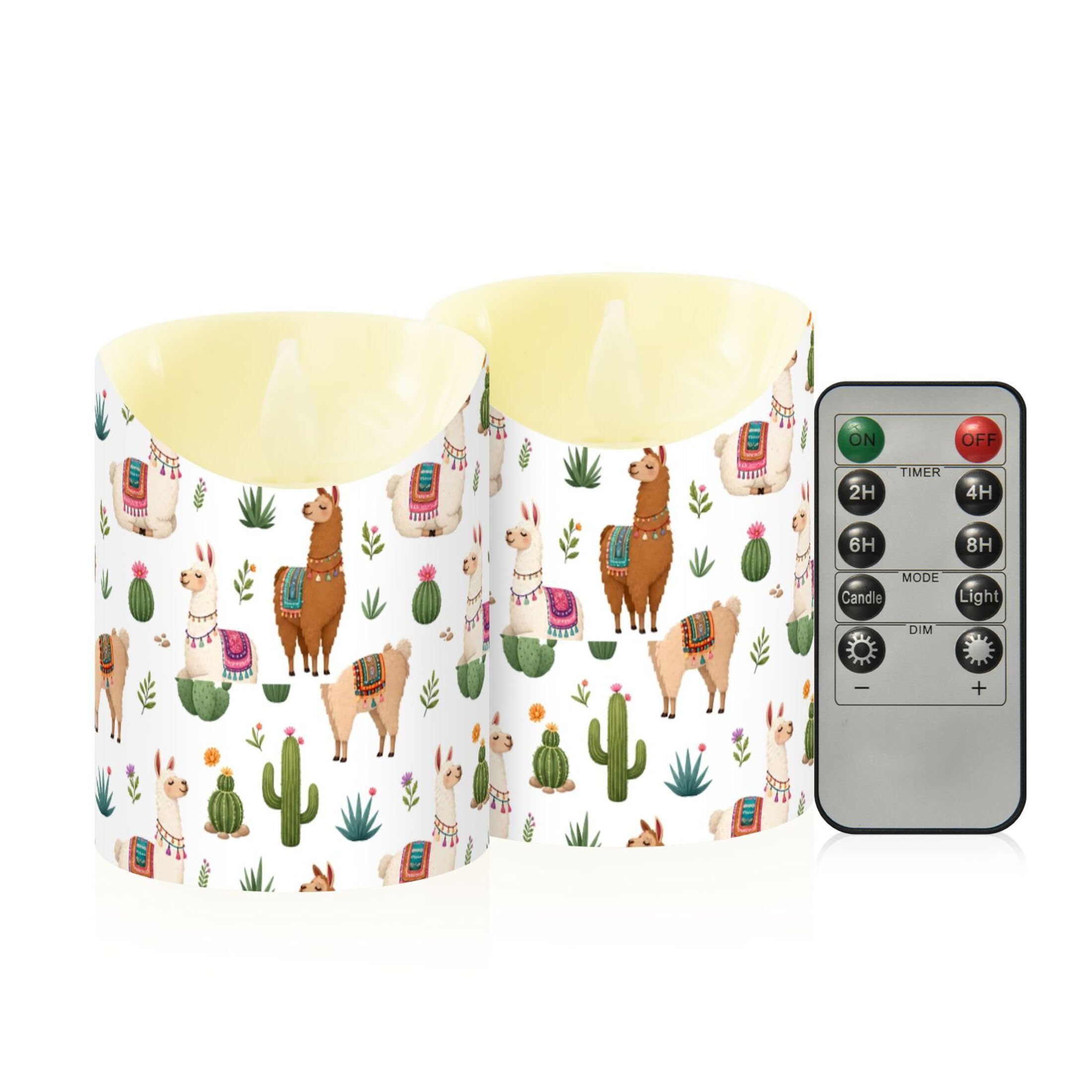 Fuauuyl Alpaca LED Flameless Candles Flickering Plastic Pillar Candles Battery Operated Votive Candle with Remote Control and Timer, Home Decoration 2 Pack