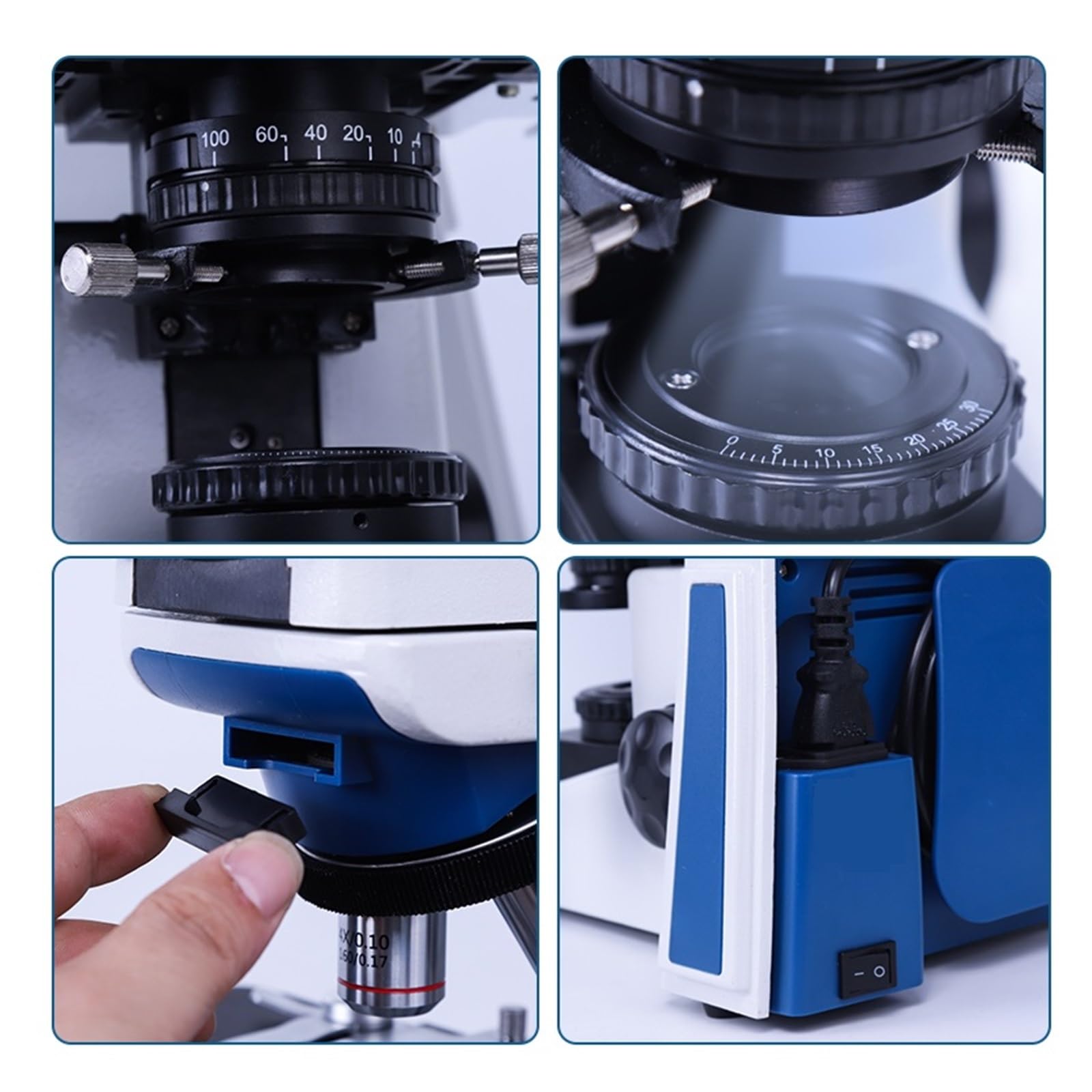Microscopio biológico Digital LCD de 7 Pulgadas con cámara Digital de 40-1600X y Platina mecánica Ajustable. Amplia Gama de usos.