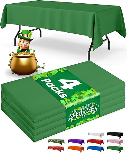 Miniatura 33 de Mantel de Plástico Blanco - Paquete de 4 Manteles Rectangulares Desechables de 54" × 108" para Mesas de 6 Pies, Cubierta de Mesa Impermeable