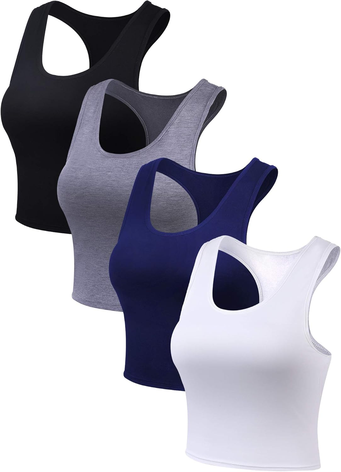 Geyoga 4 Pieces Basic Workout Crop Tank Tops Sleeveless Racerback Sport Tank Top for Women Yoga Running - Image 5