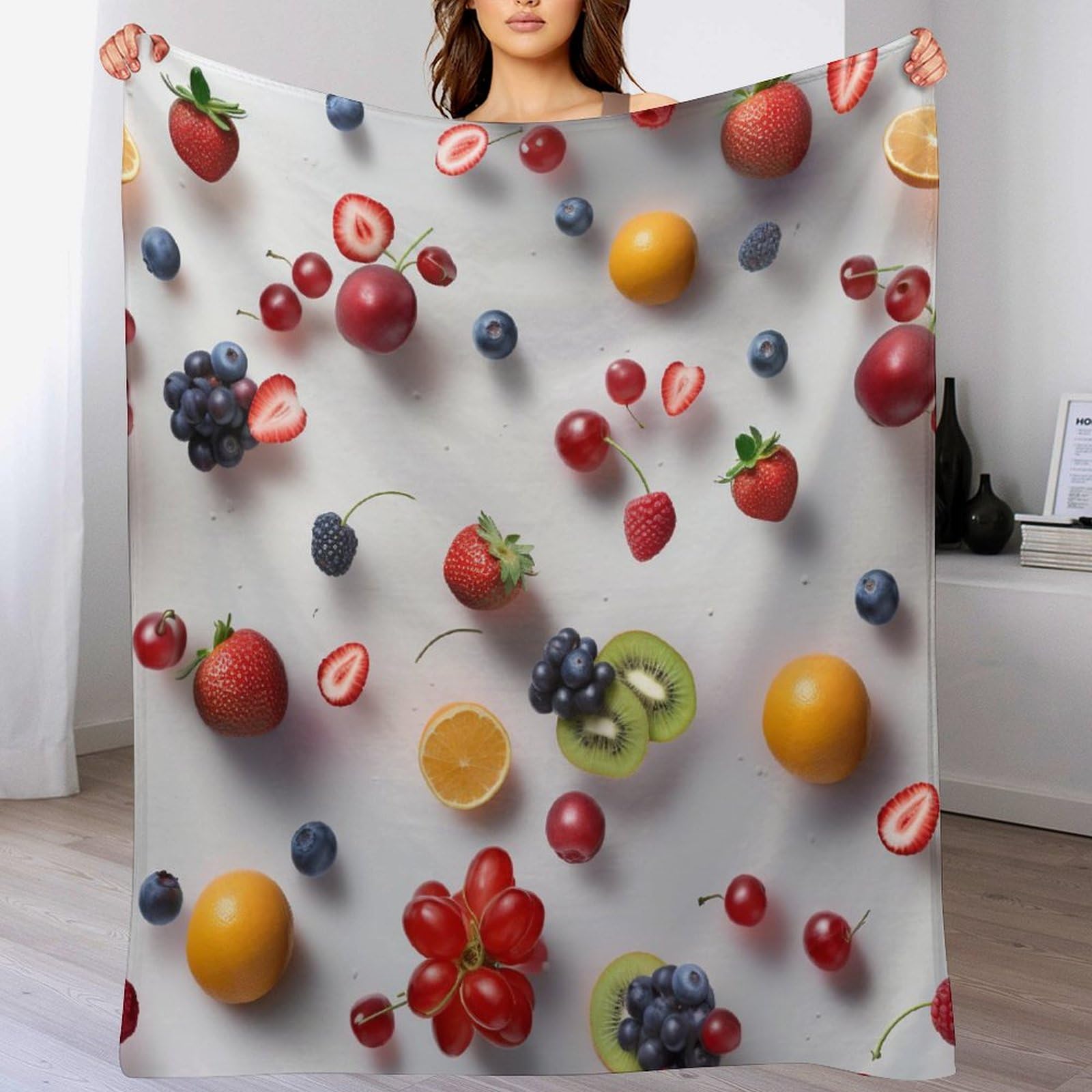 Manta para sofá o cama diseño de frutas de 130 x 180 cm