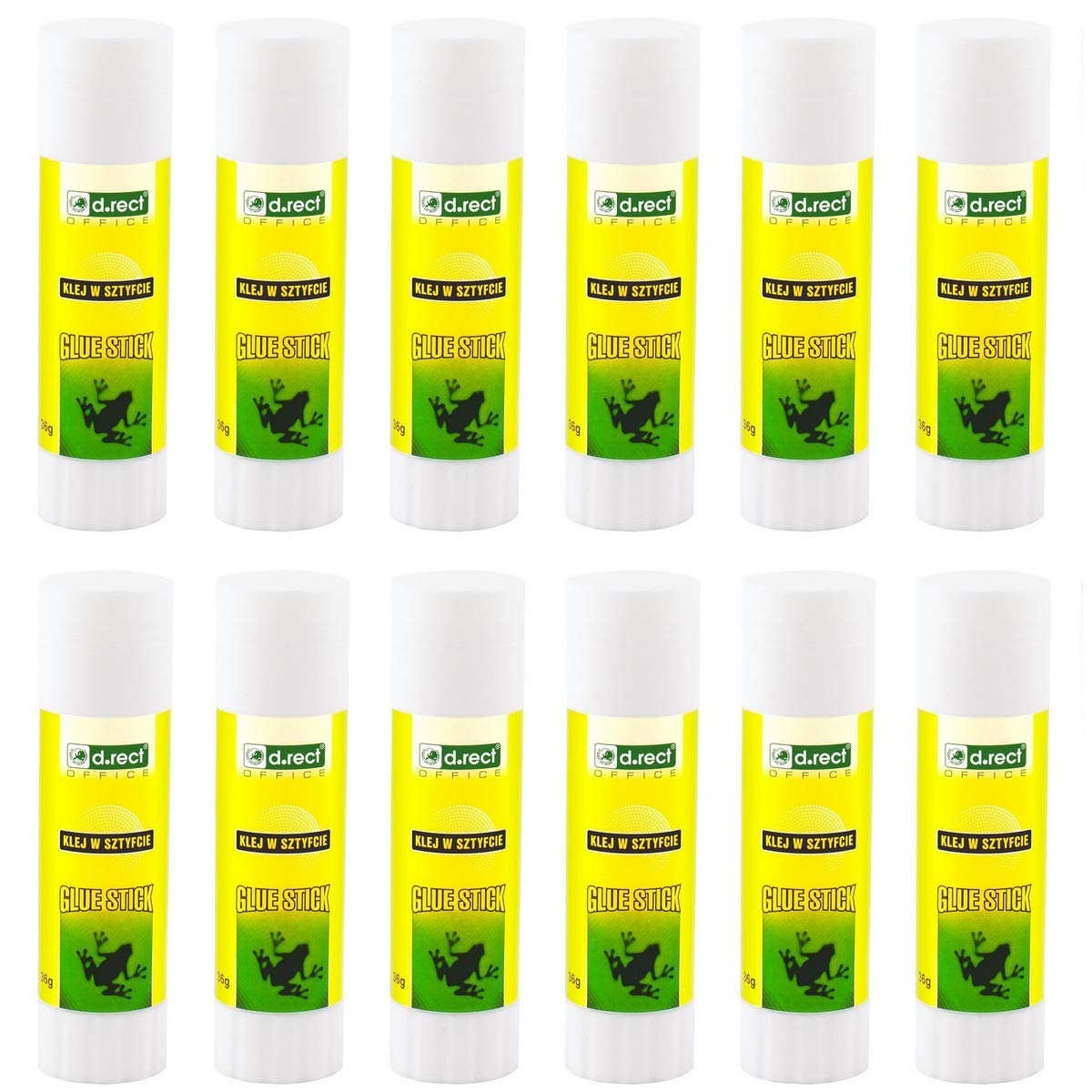 D.RECT Glue Stick 12-Pack 36 g – PVA Glue for Craft Art Scrapbooking – Odourless, Washable – Strong Hold for Paper, Card, Photos & Fabric – Smooth, Wrinkle-Free Application