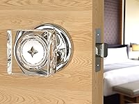 Vista 4 de Kobelle Perillas cuadradas de cristal para puerta, roseta redonda de cromo pulido