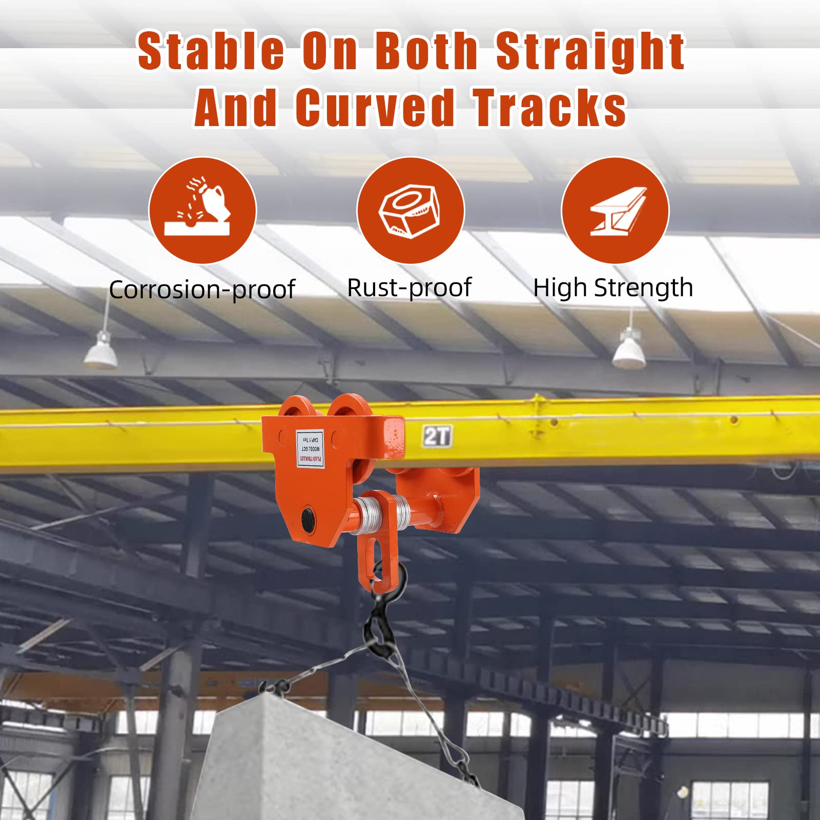 Snapklik.com : Manual Trolley 4400LBS/2 Ton Load Capacity Beam Trolley