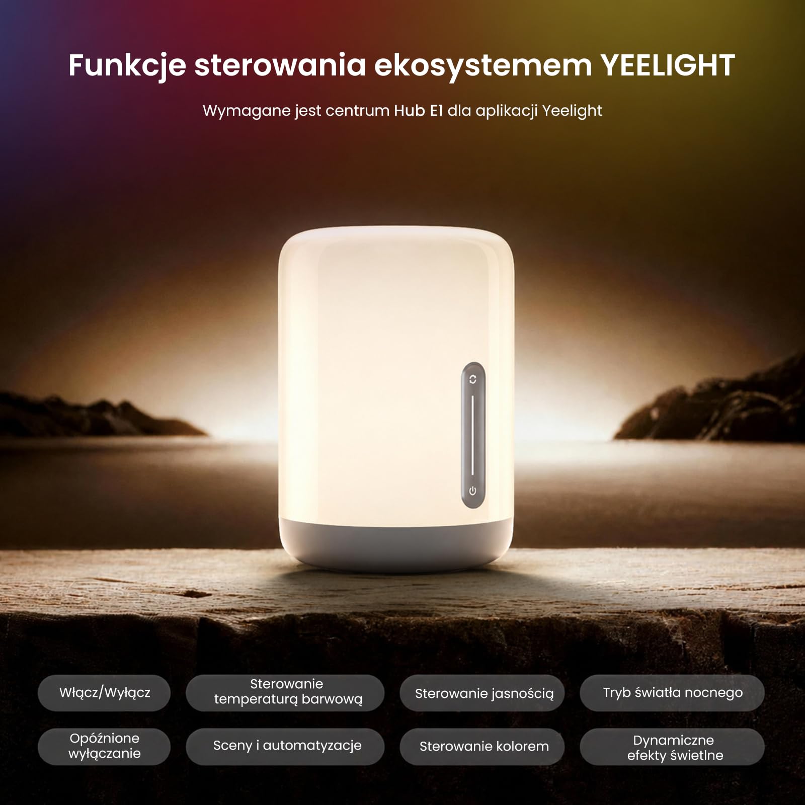 YEELIGHT Lampka nocna LED Ściemniana Dotykowo, z Matter over Thread, 2700K–6500K i DIY RGB, Lampka Kompatybilna z Apple Home, Alexa, Google Home i SmartThings, do Sypialni i Salonu