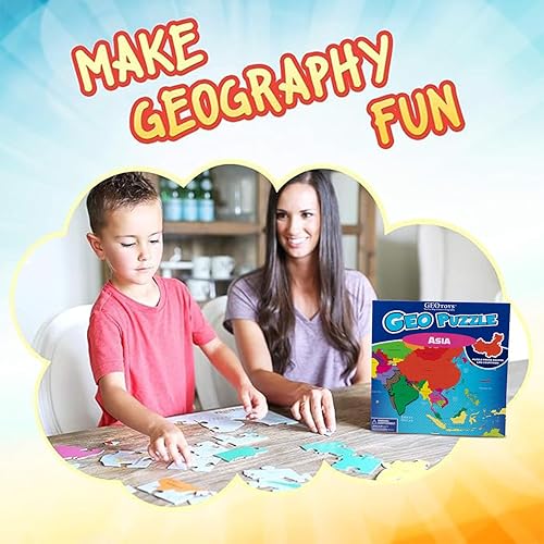 Miniatura 2 de GeoToys GeoPuzzle Asia juguetes educativos para niños y niñas rompecabezas de geografía de 50 piezas rompecabezas de tamaño jumbo para niños a