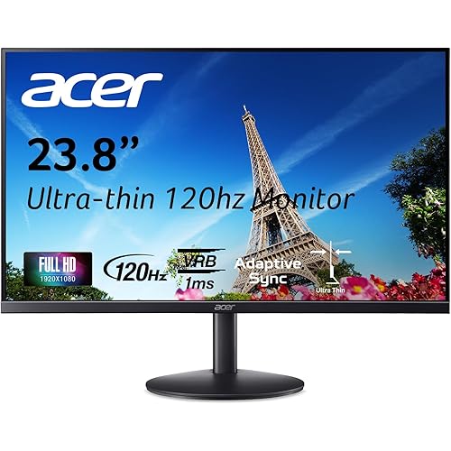 acer SB243Y G0bi 23.8" IPS Full HD (1920 x 1080) Ultra-Thin Zero-Frame Gaming Office Monitor | Adaptive-Sync Support (FreeSync Compatible) | Up to 120Hz Refresh | 1ms (VRB) | Tilt | HDMI & VGA Ports