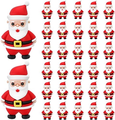 Liliful 36 piezas de decoraciones de Papá Noel de Navidad, figuras coleccionables de mesa en miniatura, medias de peluche de Papá Noel, decoración