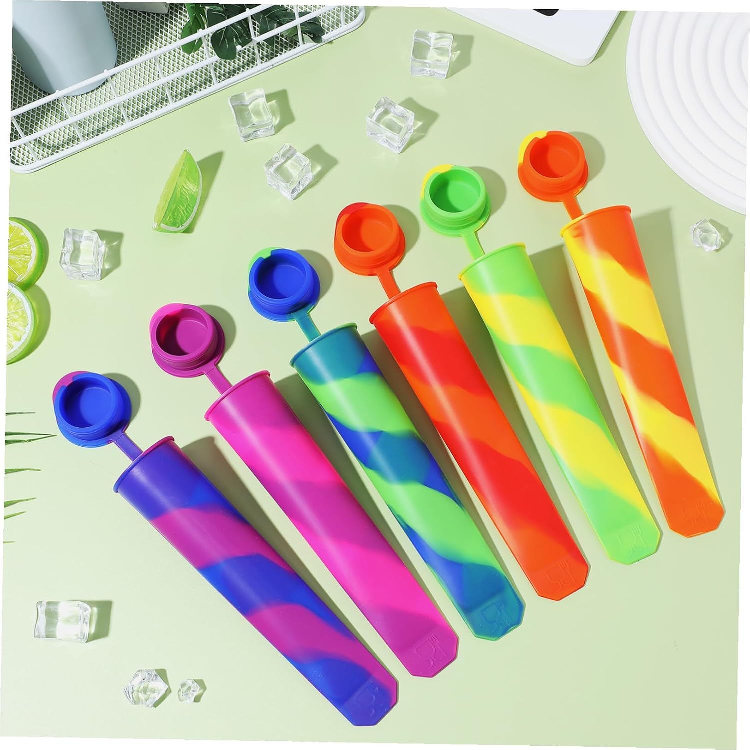 Silicone Ice Pop Molds 12pcs Reusable Ice Cream Mold Set with Sticks for Homemade Chilled Yogurt Treats at Home