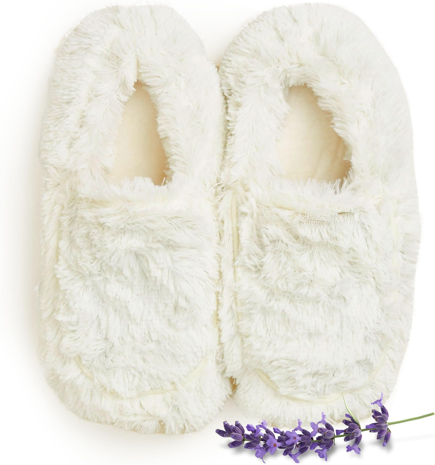 warmies Microwaveable House Slippers for Women - Womens Shoe Sizes 6-10 - Plush, Soft & Fuzzy Indoor Slippers with Backs & Non-Slip Memory Foam Soles - Cozy Warm Ladies Slipper for Winter - Cream
