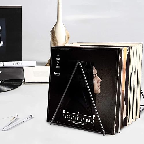 Miniatura 3 de Skywin Estante triangular de almacenamiento de vinilo para discos  1 paquete, soporte para discos de vinilo con capacidad para hasta 60 álbumes,