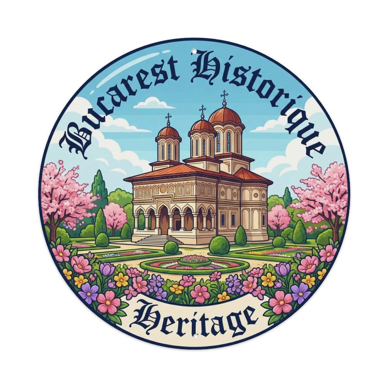 Vintage Travel Romania Palace Heritage Metal Tin Sign