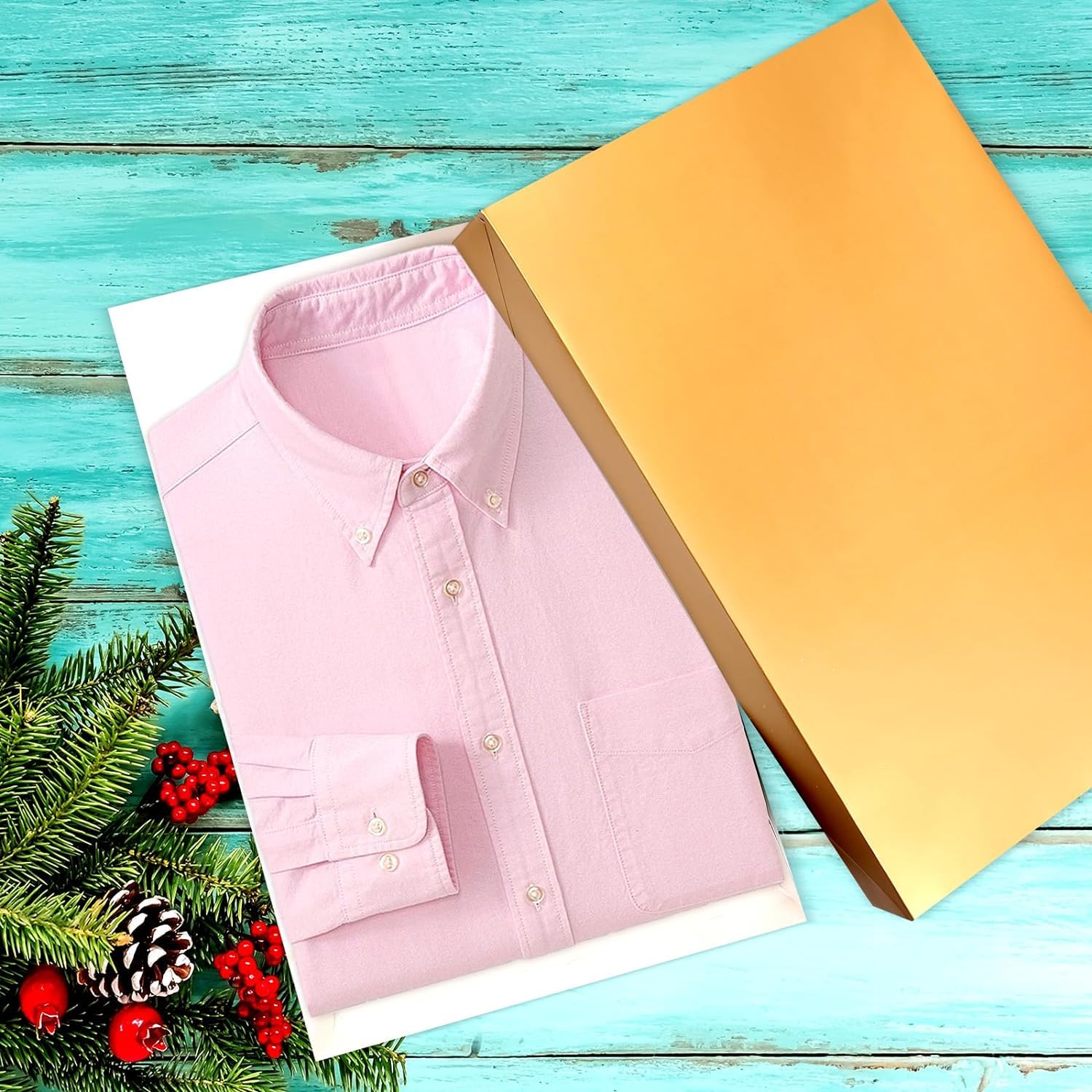 Lot de 100 boîtes cadeaux de Noël avec couvercle en vrac, 43,2 x 27,9 x 6,3 cm, boîte cadeau de Noël, emballage cadeau, vacances, anniversaire (doré)