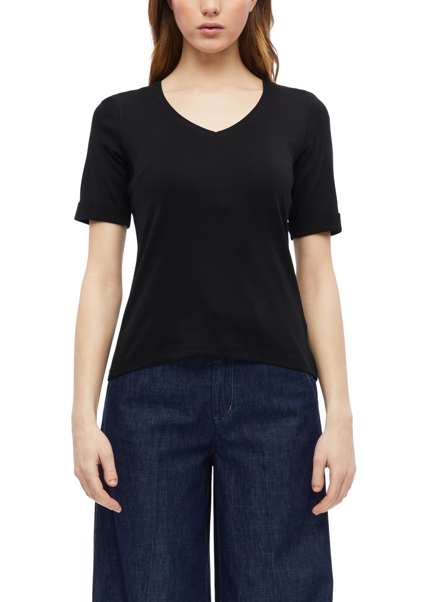 S.oliver Women's Black 2179331 T-Shirt, V-Neck, Slim Fit (Pack Of 1), 12
