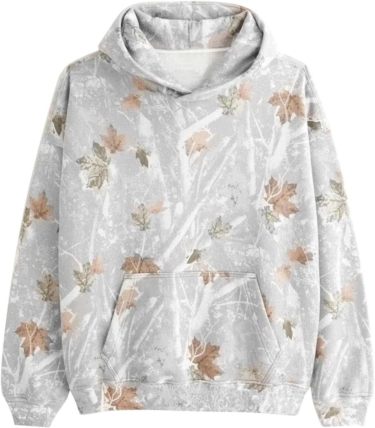 Womens Camo Maple Leaf Hoodie Oversized Lightweight Printed Fleece Hooded Sweatshir...