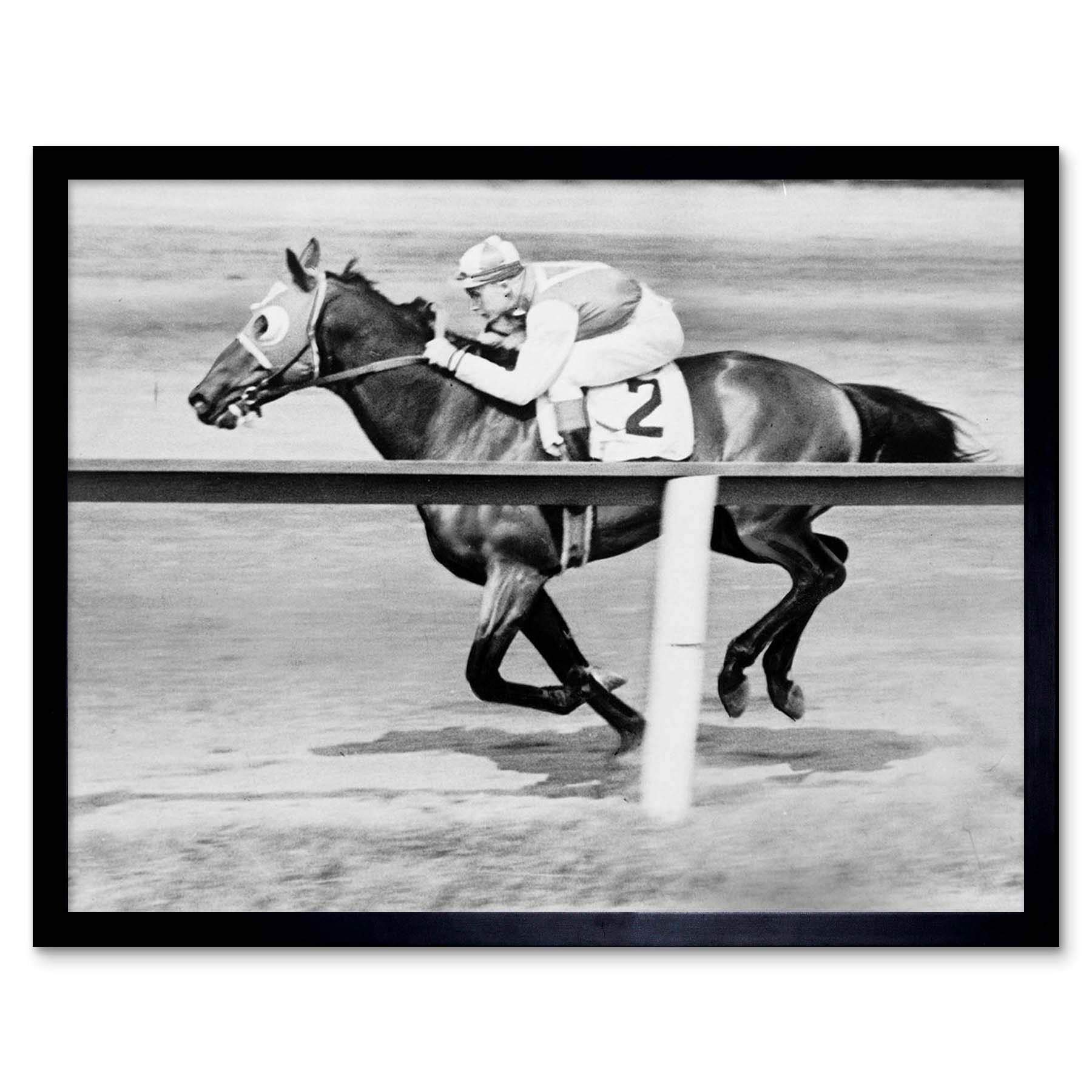 Wee Blue Coo Sport Pollard Jockey Seabiscuit Yonkers Empire City Race Art Print Framed Poster Wall Decor 12X16 Inch