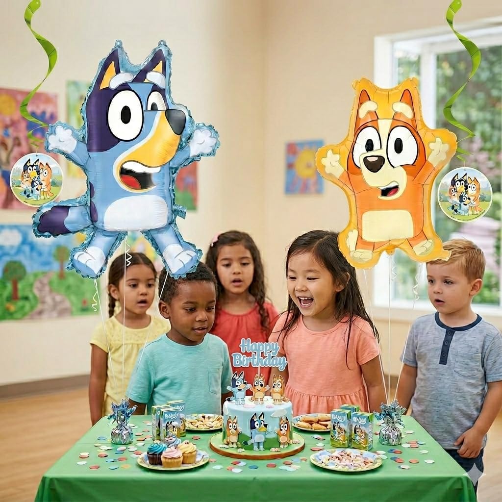 Bluey Birthday Decorations - Bluey Birthday Party Supplies for your Bluey Party featuring Bluey Party Decorations with Bluey Balloons and Swirls - 1st 2nd or 3rd birthday decorations for girls or boys