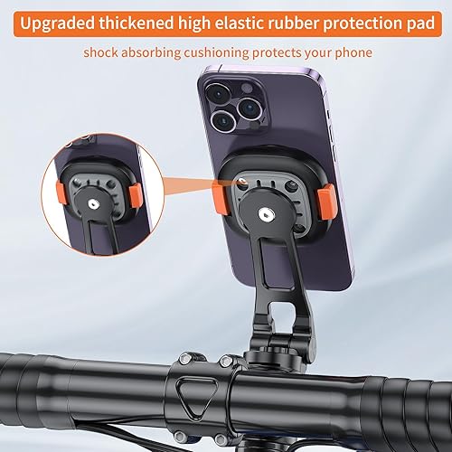 Miniatura 2 de VRIG MG18L Soporte de teléfono para bicicleta, sujeción magnética y bloqueo seguro, soporte universal para teléfono para bicicleta y motocicleta,