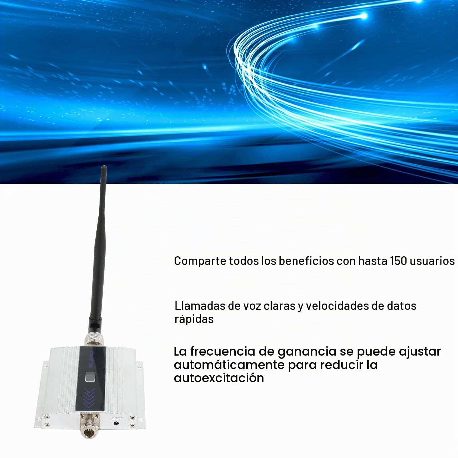 Yinhing Booster de Señal del Teléfono Celular para El Mejor de los Casos en Casa El Mejor Mejor del Repetidor Móvil Aumenta 4G LTE 5G Todos los Transportistas de hasta 150 Usuarios con (Enchufe de