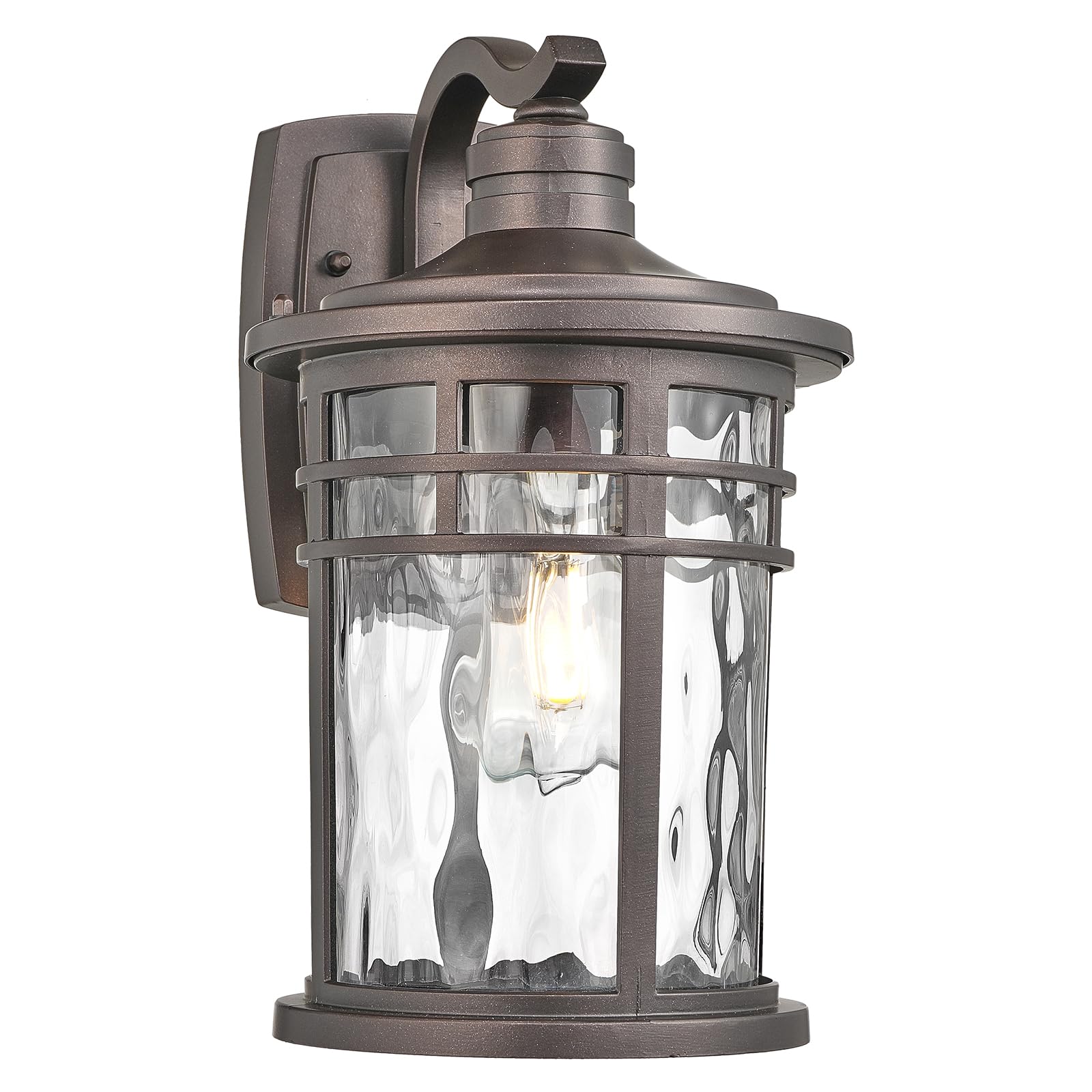 Darkaway Outdoor Wall Light Fixture,14.57inch Large Outside Porch Lights Wall Mounted Water Ripple Glass Exterior Waterproof Lantern Modern Wall Sconce Lighting for Front Door Yard Patio