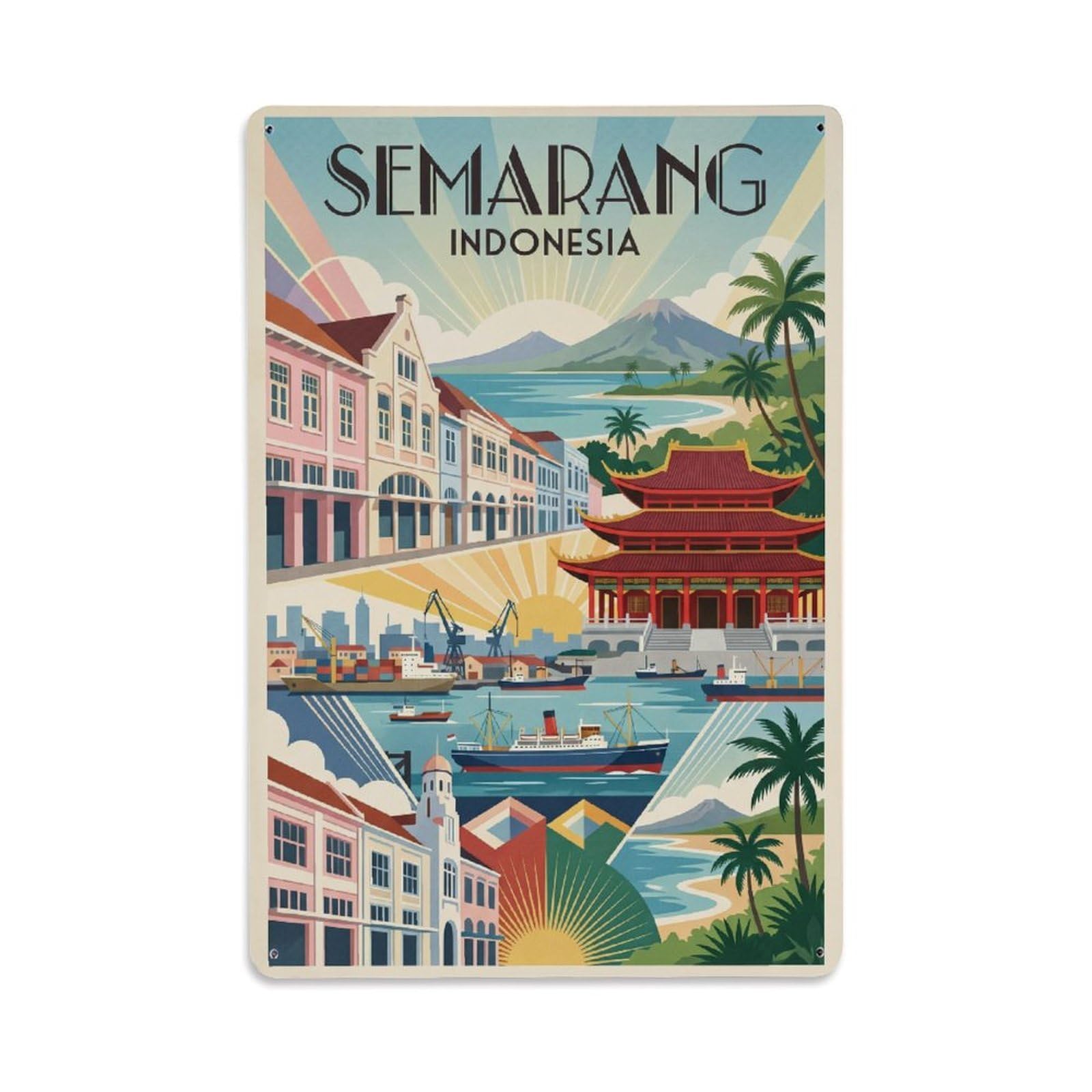 Metal Tin Sign Travel Indonesia Semarang Vintage