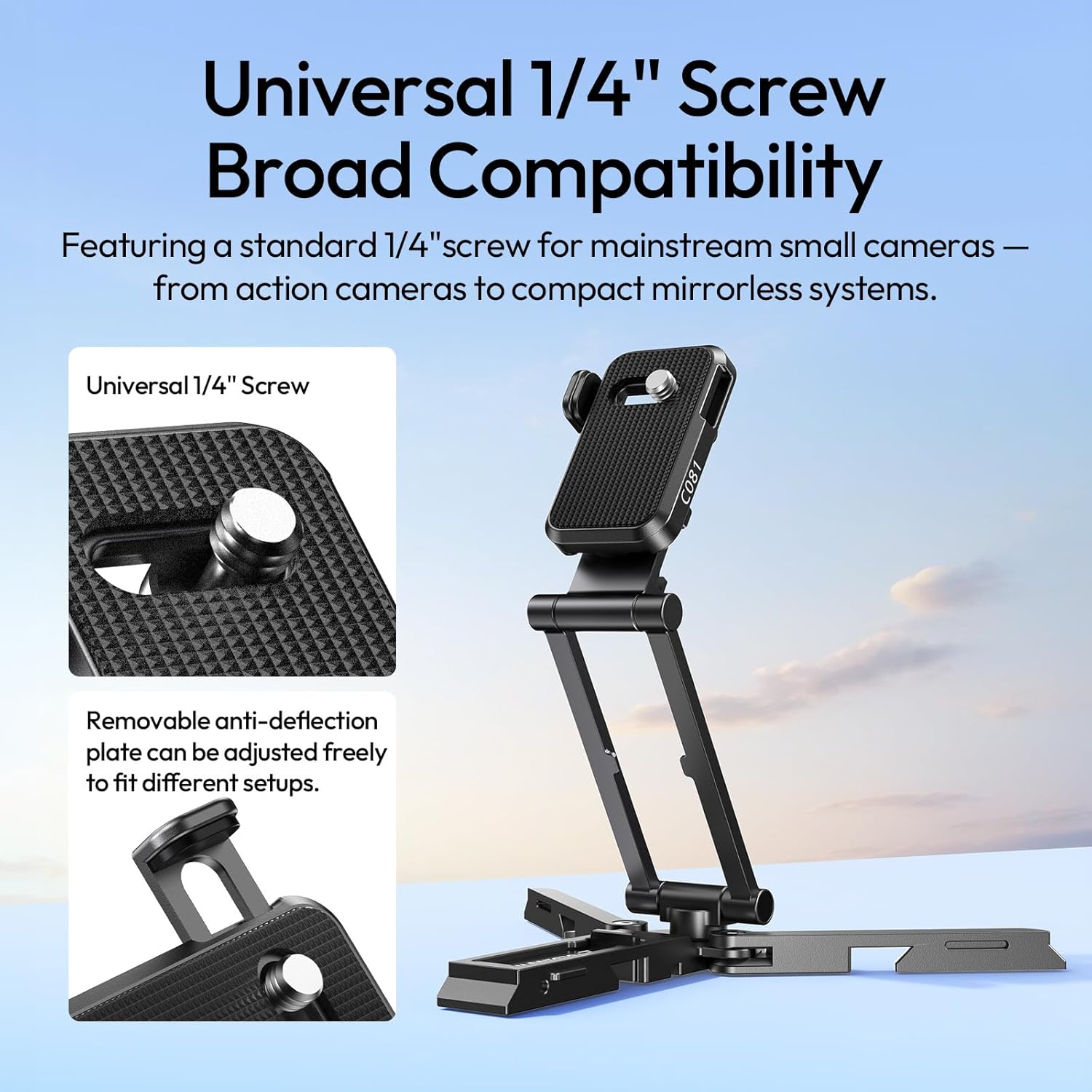 ULANZI C081 Mini Camera Tripod Stand, 4-in-1 Handheld Grip, Foldable Desktop Tabletop Mount & Hanging Hook Compatible with DJI OSMO, DSLR, Mirrorless, Action Cameras, 1/4" Mount Uka Arca-Swiss ARRI