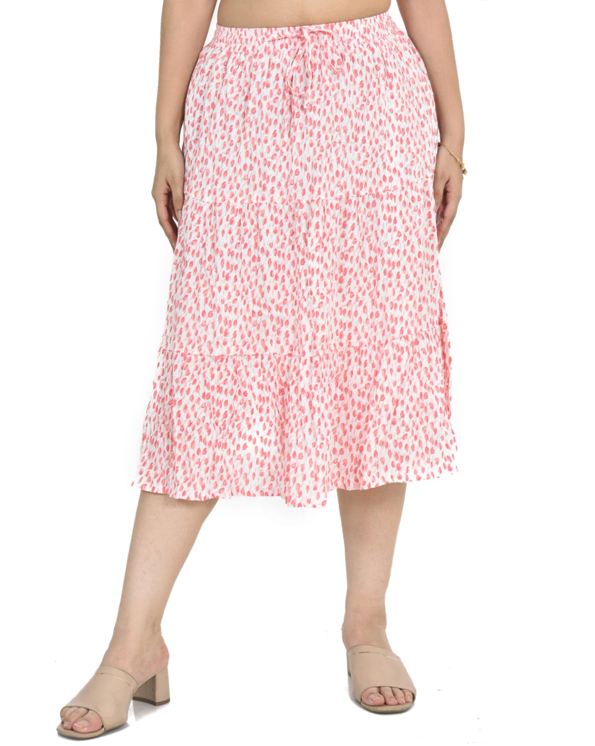 cotton breeze Women's Regular Fit Printed Rayon Regular Fit Skirt Multi Coloured-picture-22