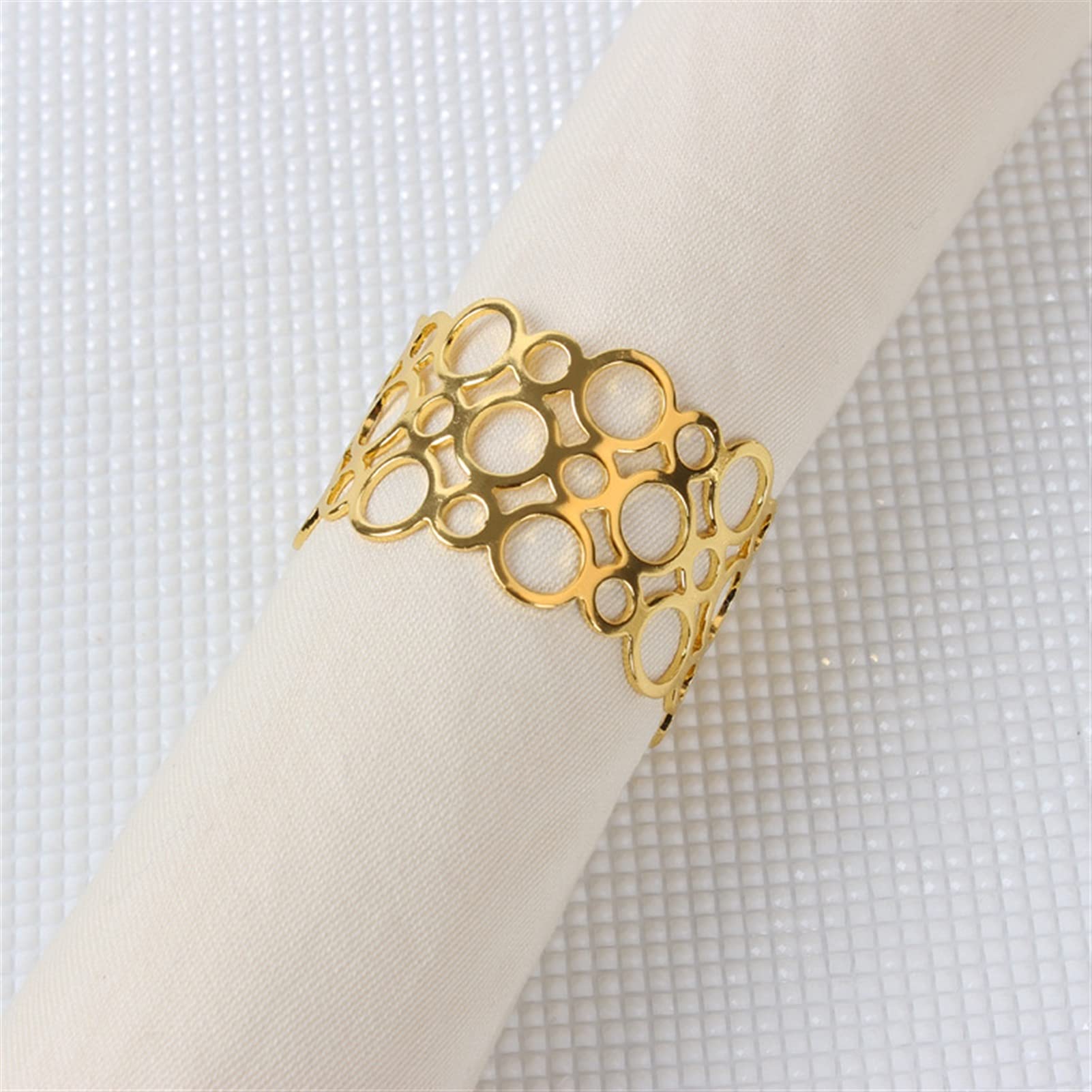 servilletero Anillo de servilleta Restaurante de boda Hebilla de servilleta hueca Apto para decoración de la fiesta de bodas 10pcs / lot (Color : A-Gold)
