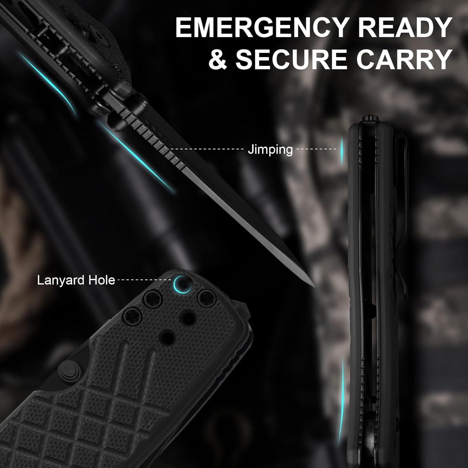 Kizer Aegis T Tactical Pocket Knife, 3.21" AEB-L Steel Tanto Folding Knife with Black G10 Handle, Thumb Stud Opener Clutch Lock, EDC knives for Outdoor, Tactical and Survival V3774CTA1