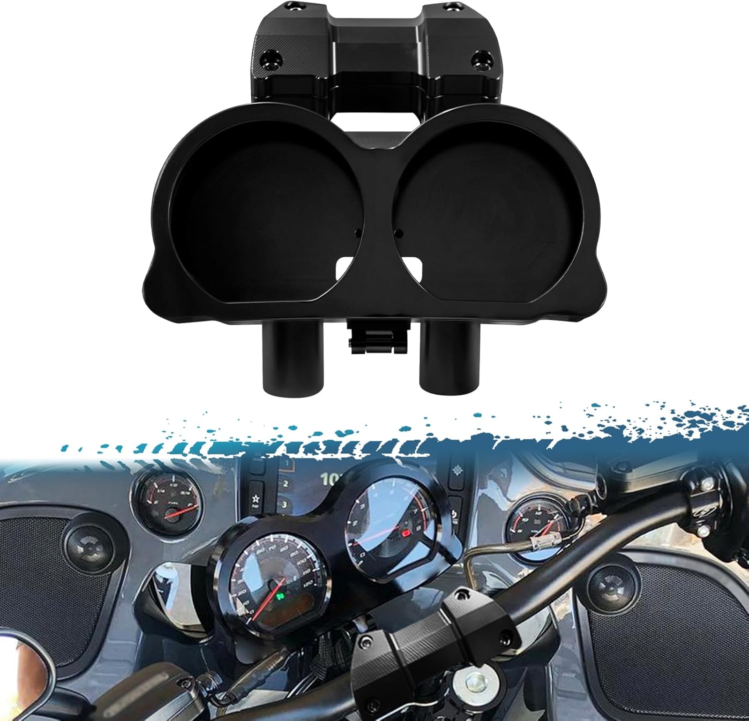 Handlebar Risers with Speedometer Instrument Panel Motorcycle 8 inches Handle Bar Riser Extension with Gauge Bezel Kit Fit for Harley Road Glide Models 2015-2023 (Black)
