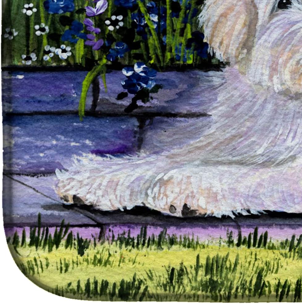 Caroline's Treasures SS8430DDM Coton de Tulear Dish Drying Mat Absorbent Dish Drying Mat Pad for Kitchen Counter Dish Drainer Mat for Countertop, 14 x 21", Multicolor