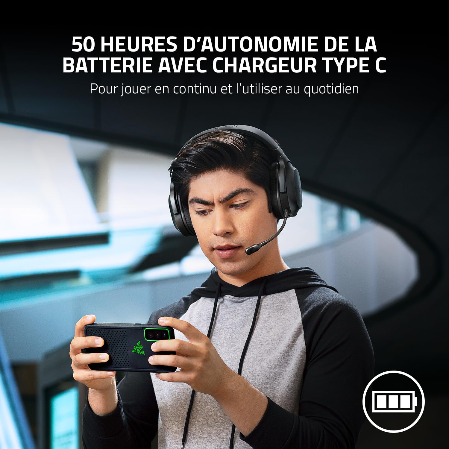 Razer Barracuda X - Casque Gaming sans Fil Multiplateforme (SmartSwitch Dual sans Fil, Design Ergonomique, TriForce 40mm, Microphone Cardioïde, Contrôles sur Casque, Batterie de 50h, USB-C) Noir