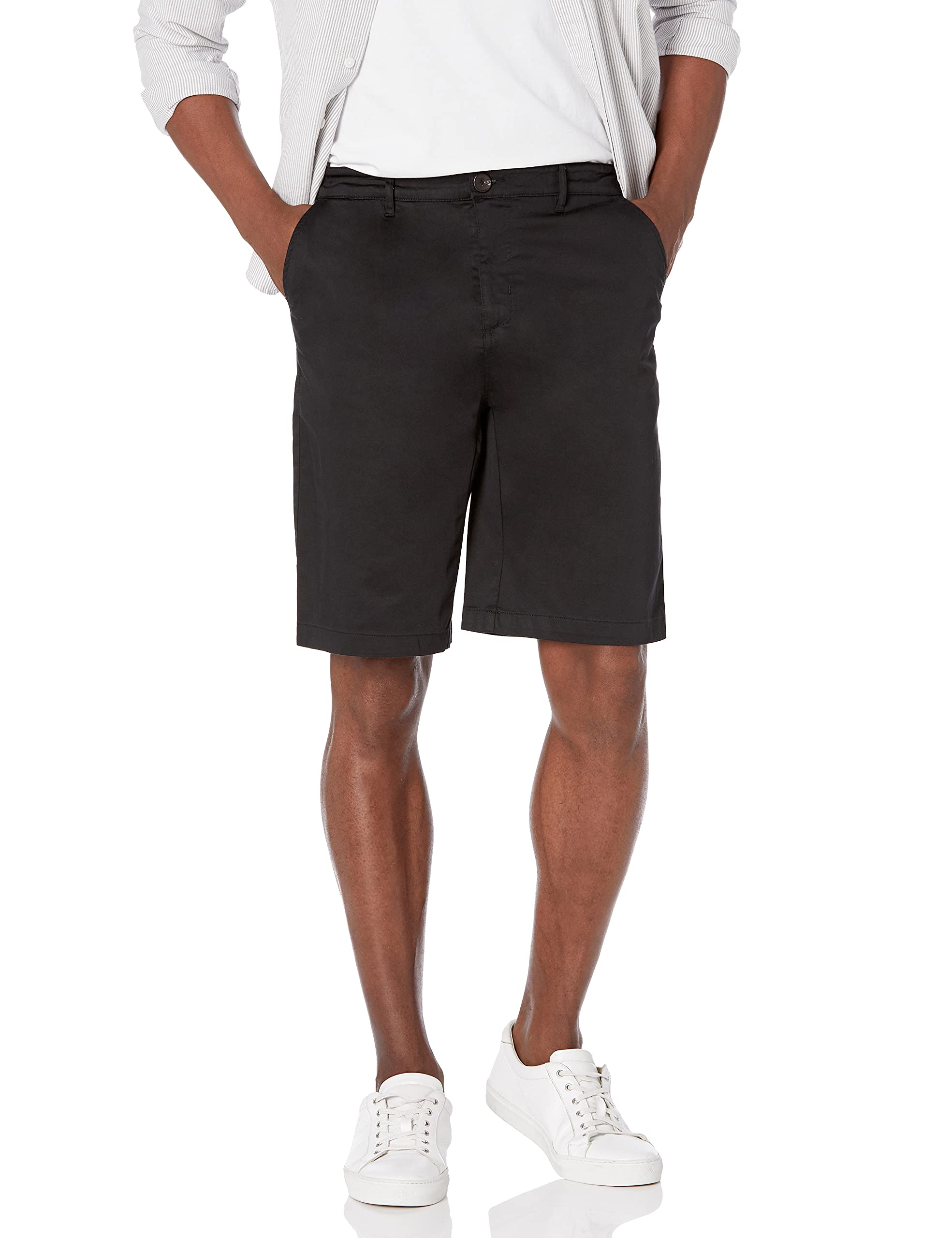 28 Palms 11" Inseam Cotton Tencel Chino Short Casual, Black, 29
