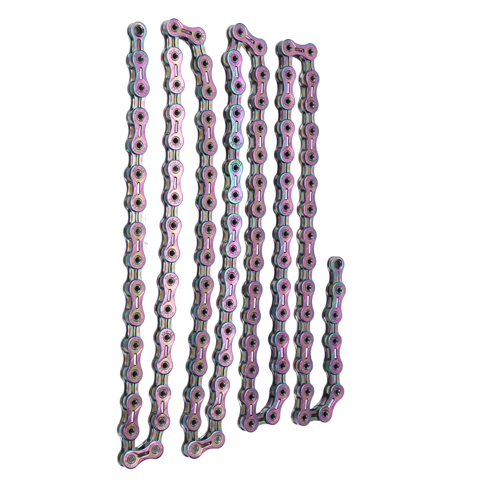 Catena di mountain bike a 9 velocità Trattamento elettroplativo completo catena di biciclette colorate per la mountain bike in acciaio al carbonio 300G