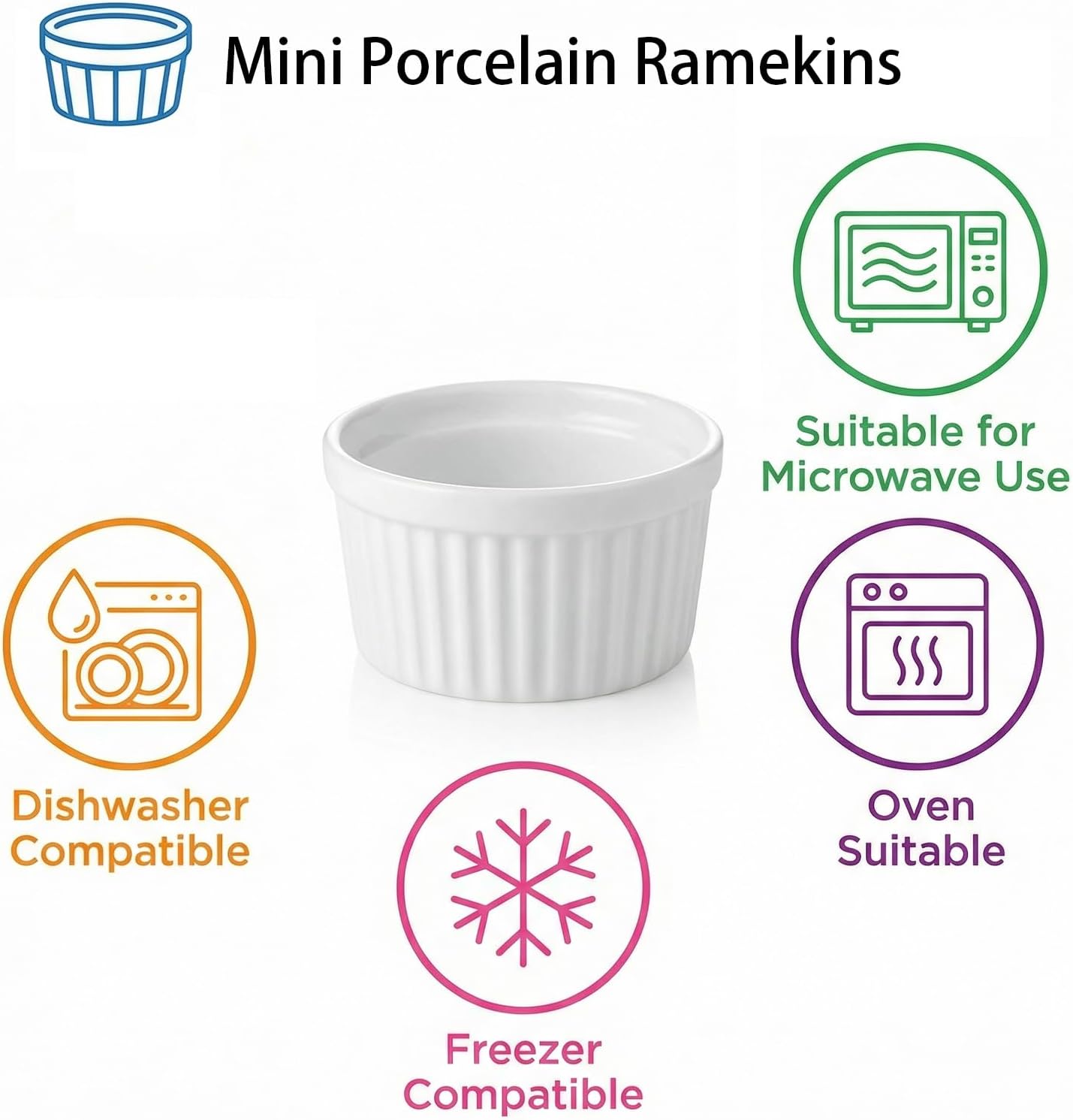 32 Pcs 1 oz Mini Ramekins Dessert Cups Dipping Sauce Cups Small Porcelain Tiny for Salsa Jams and Souffle Dish