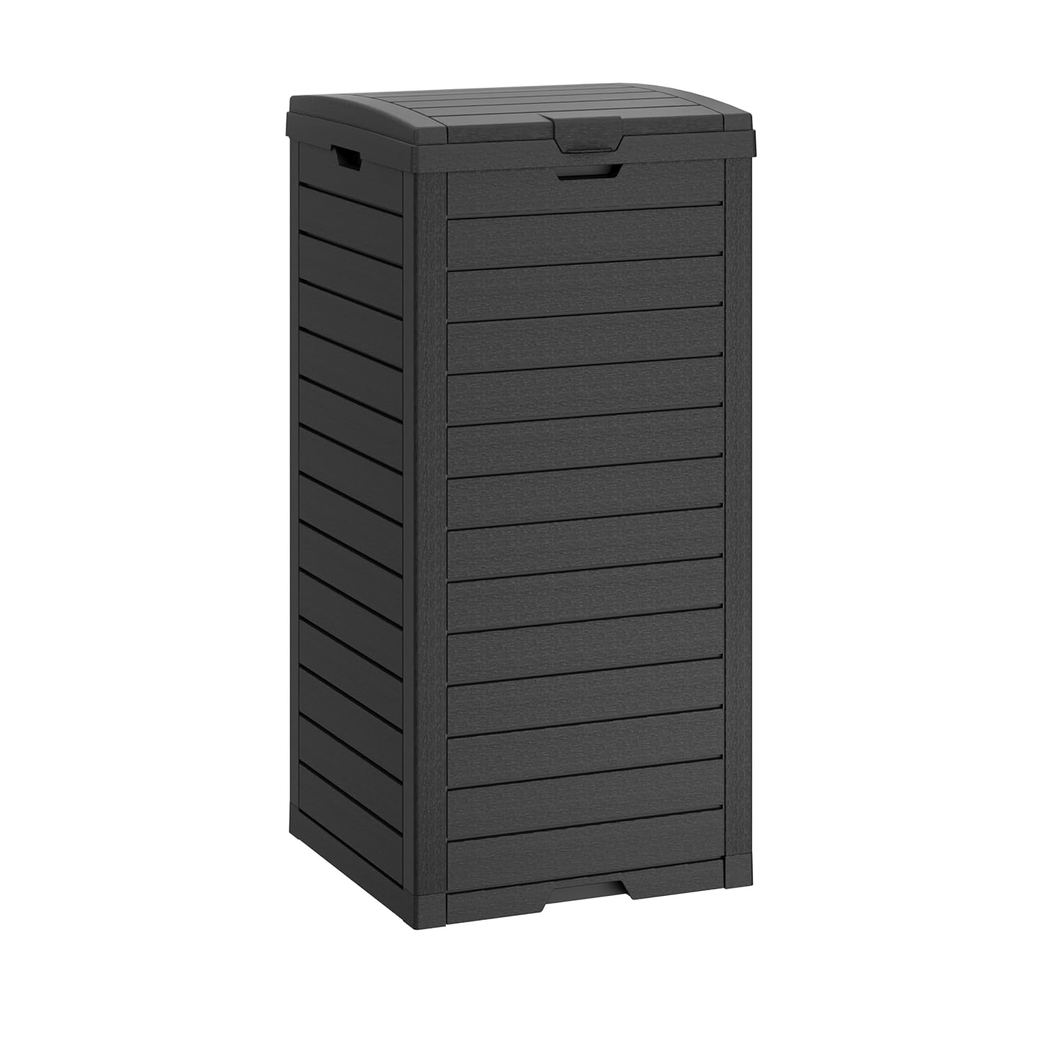 Waterproof Outdoor Trash Can with Lid, Plastic Outdoor Garbage Can with Drip Tray, Large Trash Can Outside for Patio, Garage, Pool, Garden, Backyard & Deck, Black (31 Gallon)